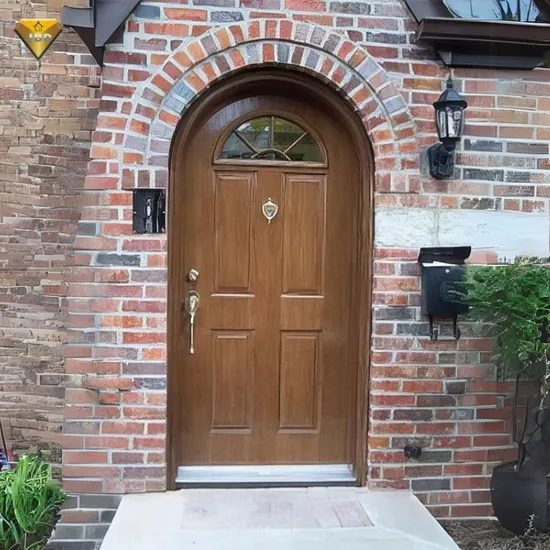 Main Entrance Solid Timber Door Mahogany Round Arch French Exterior Wood Door 